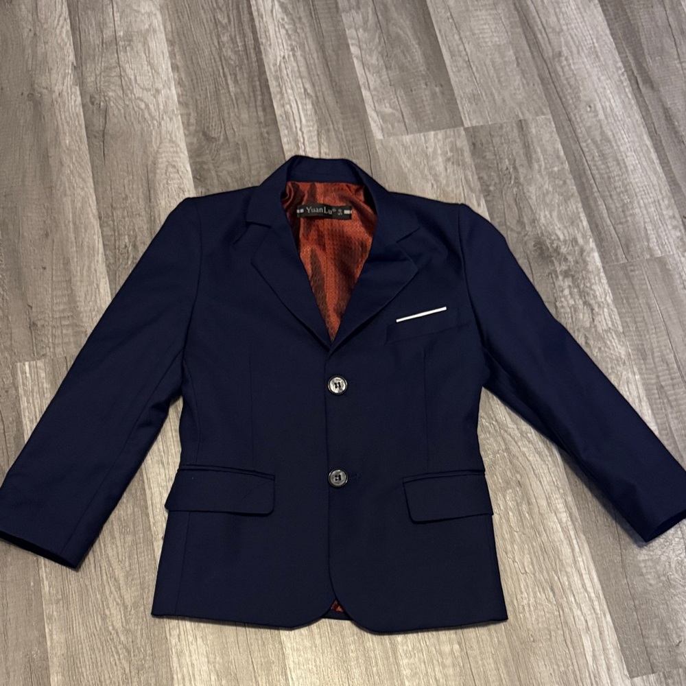 Yuan Lu Dark Blue Blazer with Red Lining